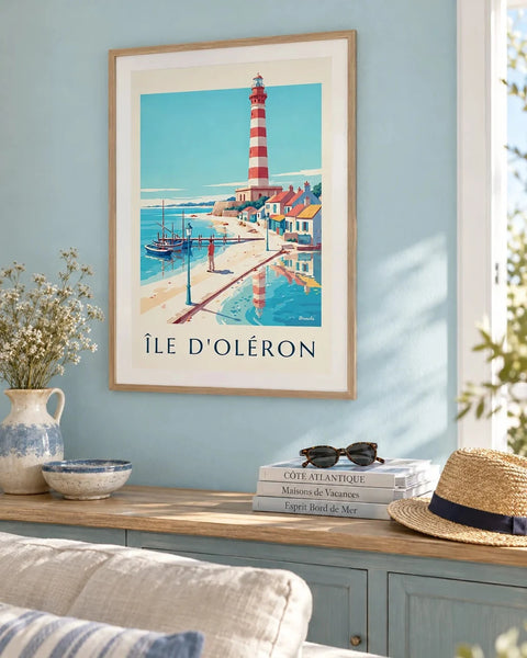 Seaside posters: collection poster framed in an interior