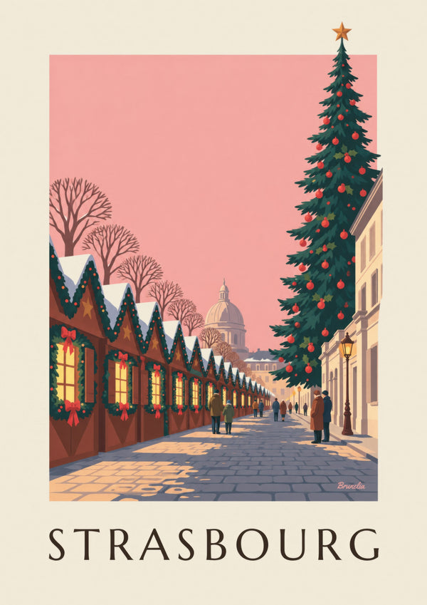Poster Weihnachtsmarkt in Strasbourg am Place Broglie