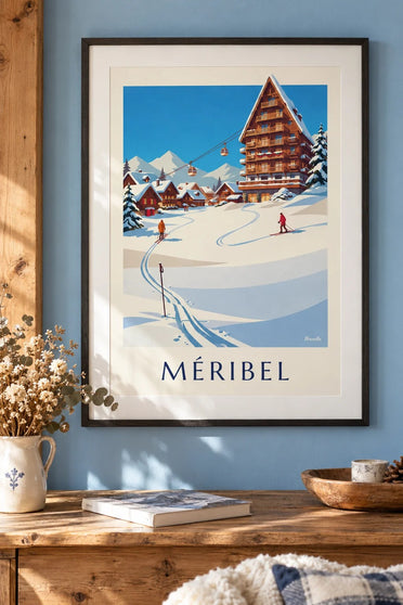 Poster Méribel Mottaret im Sonnenschein : gerahmt an der Wand