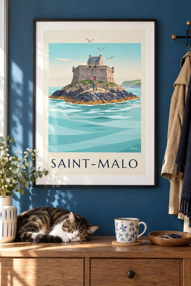 Poster der Festung Petit Bé in Saint-Malo : gerahmt an der Wand