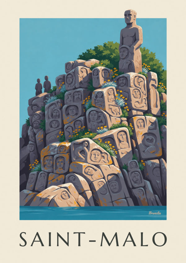 Poster der Skulpturenfelsen von Rothéneuf in Saint-Malo