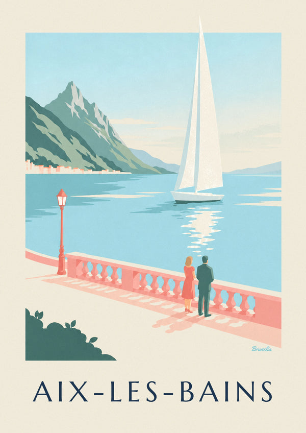 Sailboat on Lake Bourget in Aix-les-Bains poster