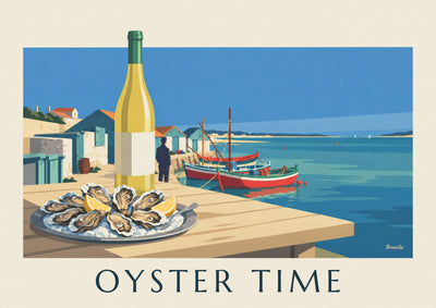 Affiche huîtres et vin blanc du bassin d'Arcachon : l'affiche entière