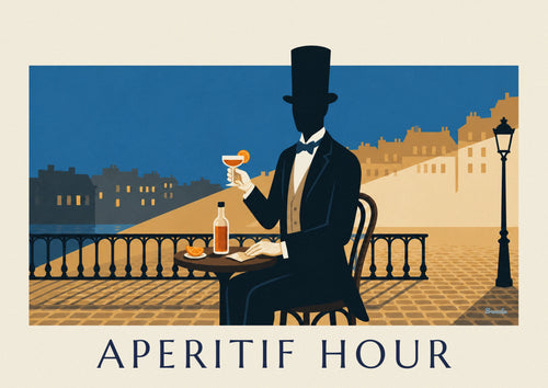 Poster of a man in a top hat with his aperitif glass: the full poster