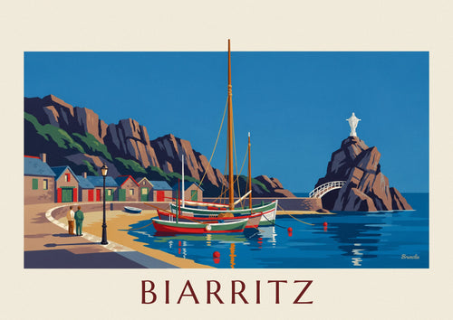 Affiche port des Pêcheurs de Biarritz et Rocher de la Vierge : l'affiche entière