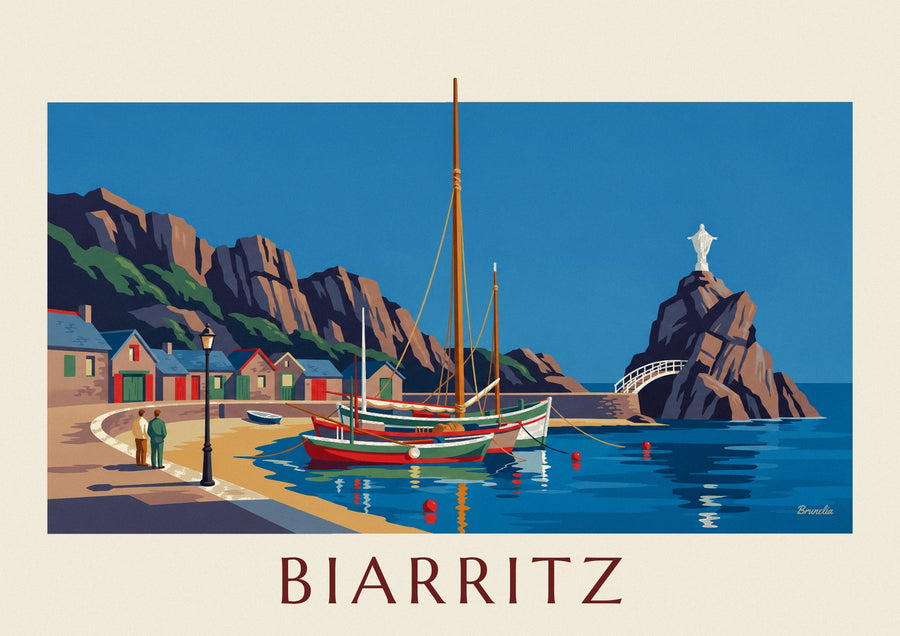 Biarritz Fishermen’s Port and Rocher de la Vierge poster