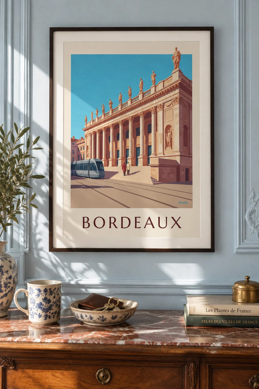 Affiche Grand Théâtre et place de la Comédie à Bordeaux : encadrée au mur