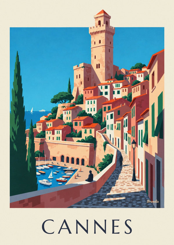 Poster Altstadtviertel Le Suquet und alter Hafen von Cannes