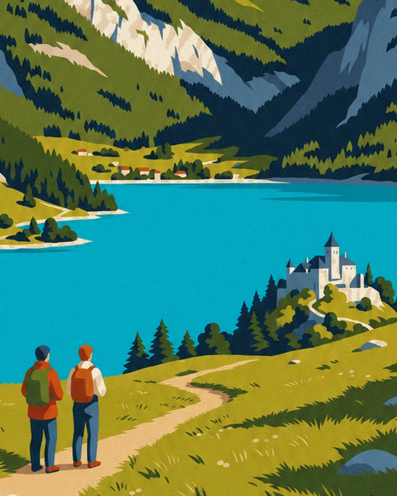 Hiking above Lake Annecy poster: close-up detail