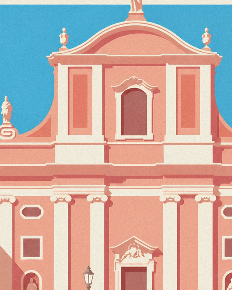 Poster rosafarbene Franziskanerkirche in Ljubljana: Detail in Nahaufnahme