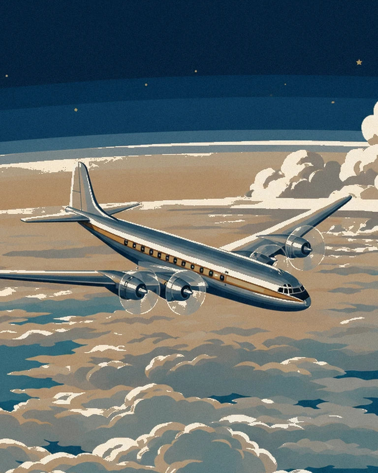 Poster Passagierflugzeug über einem Wolkenmeer: Detail in Nahaufnahme