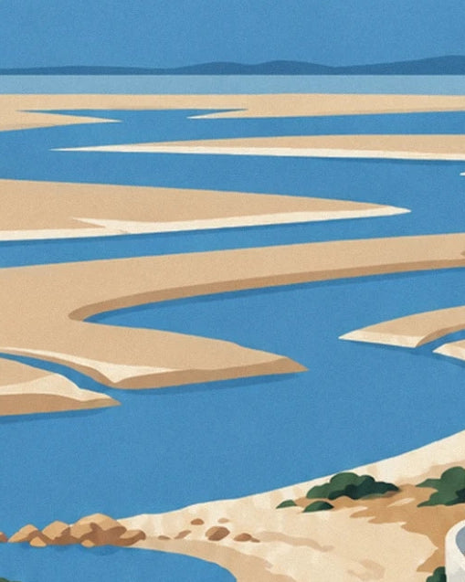 Les bancs de sable doré entre les chenaux bleus de Noirmoutier
