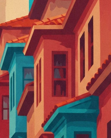 Les façades ocre et turquoise de Galata, leurs fenêtres étroites et leurs toits de tuiles