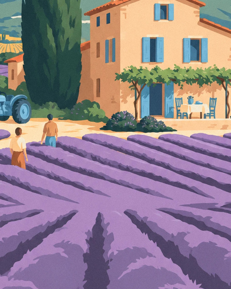 Provençal farmhouse in lavender fields poster: close-up detail