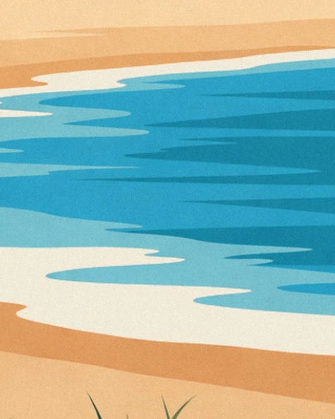Les ondulations de l’eau turquoise et l’écume blanche le long du sable doré
