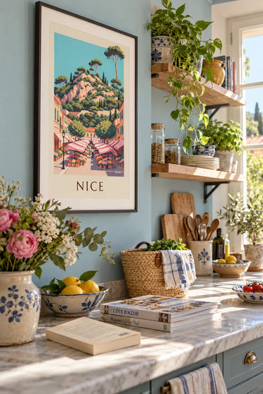 Poster Blumenmarkt am Cours Saleya in Nizza: gerahmt an der Wand