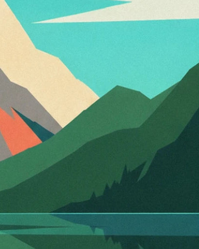 Die grünen Berge und dunklen Tannen neben dem türkisfarbenen See