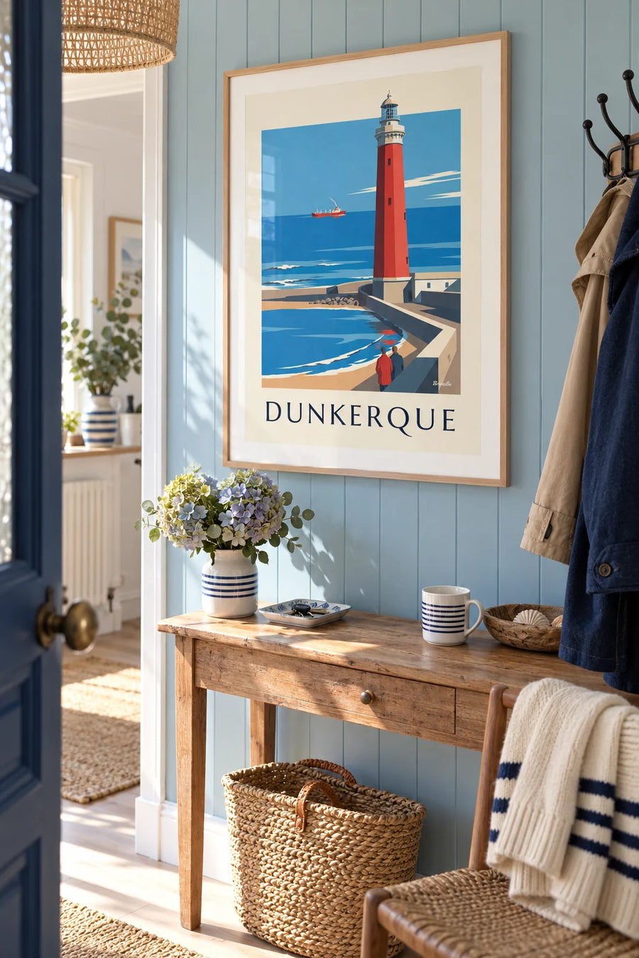 Poster of the Risban lighthouse at the entrance to the port of Dunkirk: framed on the wall