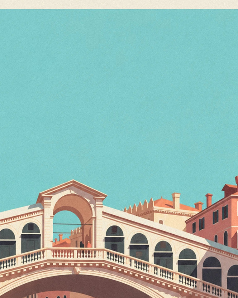 Rialto Bridge and gondola on Venice’s Grand Canal poster: close-up detail