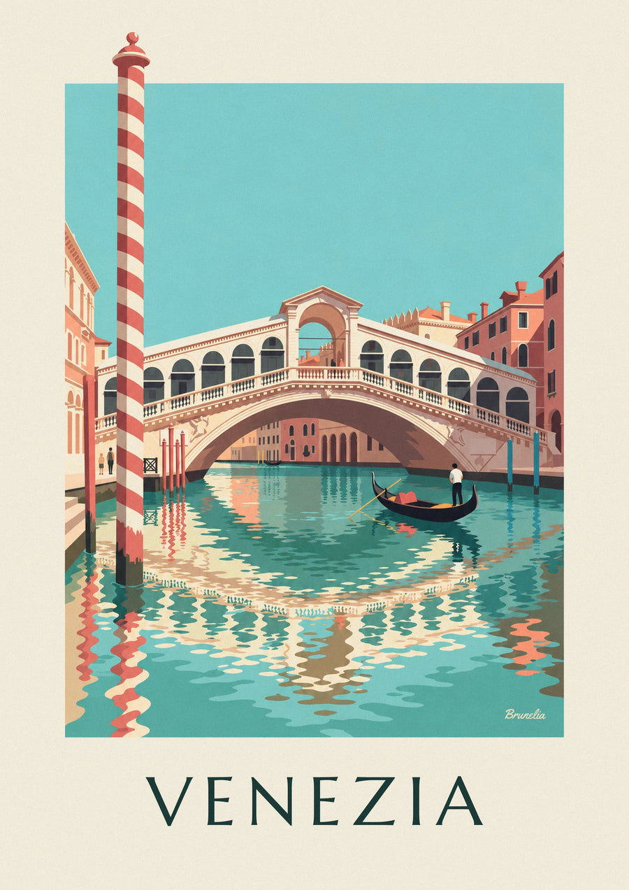 Rialto Bridge and gondola on Venice’s Grand Canal poster