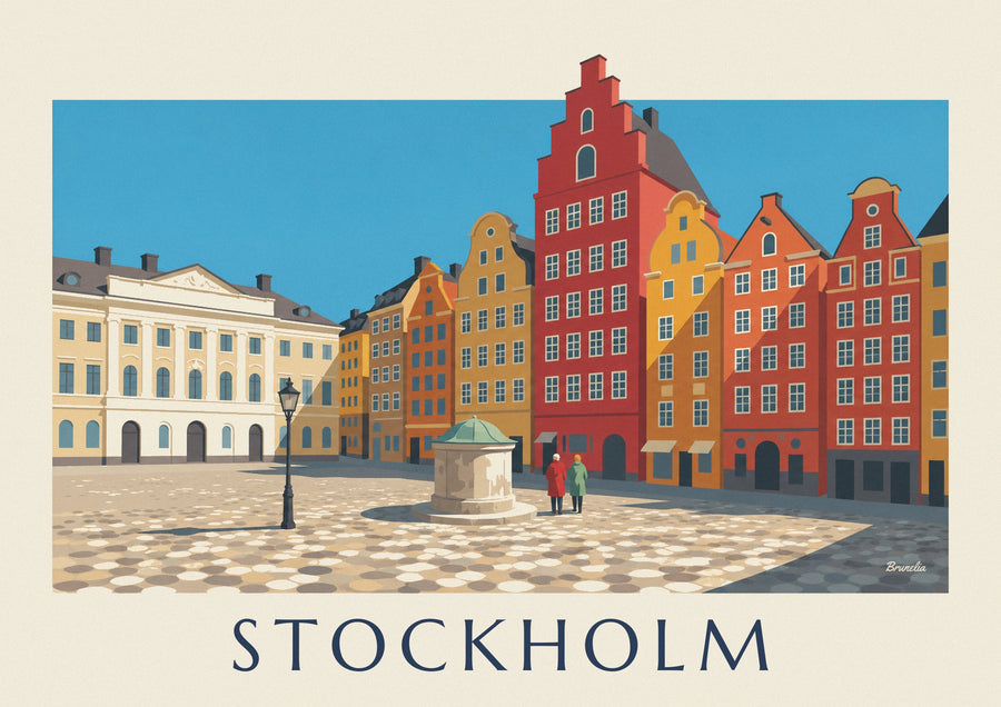 Colorful Stortorget facades in Stockholm’s Gamla stan poster