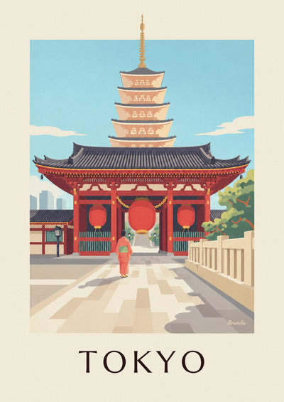 Poster Senso-ji-Tempel mit der großen roten Laterne in Tokio: das ganze Poster