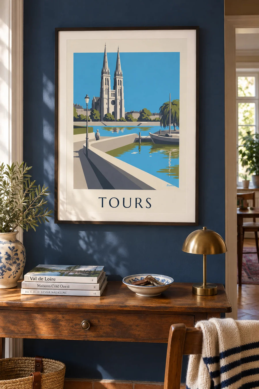 Affiche cathédrale de Tours et bords de Loire : encadrée au mur