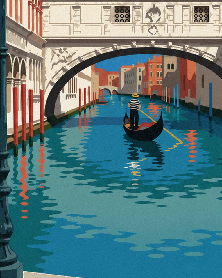 Gondola under the Bridge of Sighs in Venice poster: close-up detail