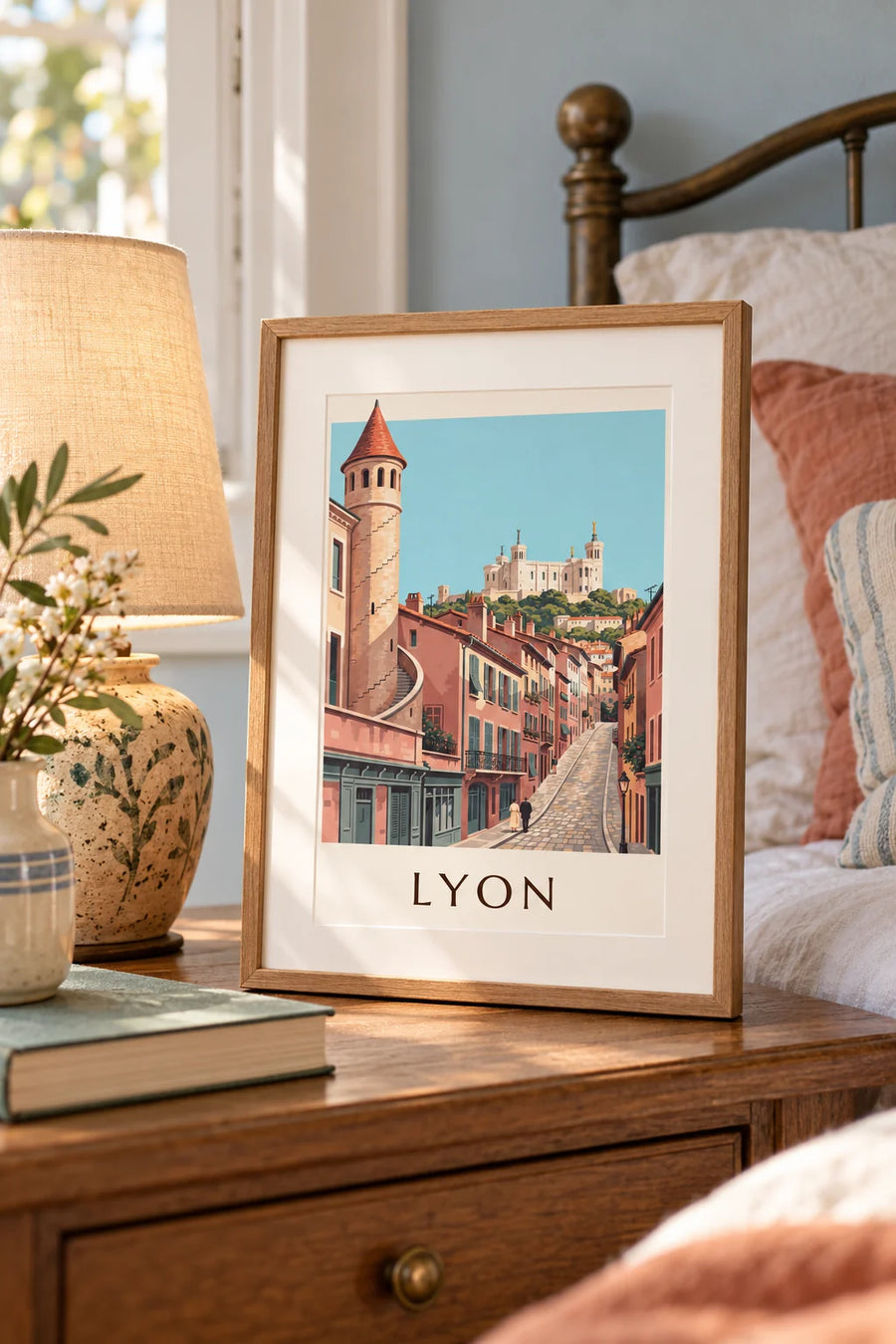 Poster Renaissance-Fassaden der Altstadt von Lyon und Fourvière: kleines A4-Format im Rahmen