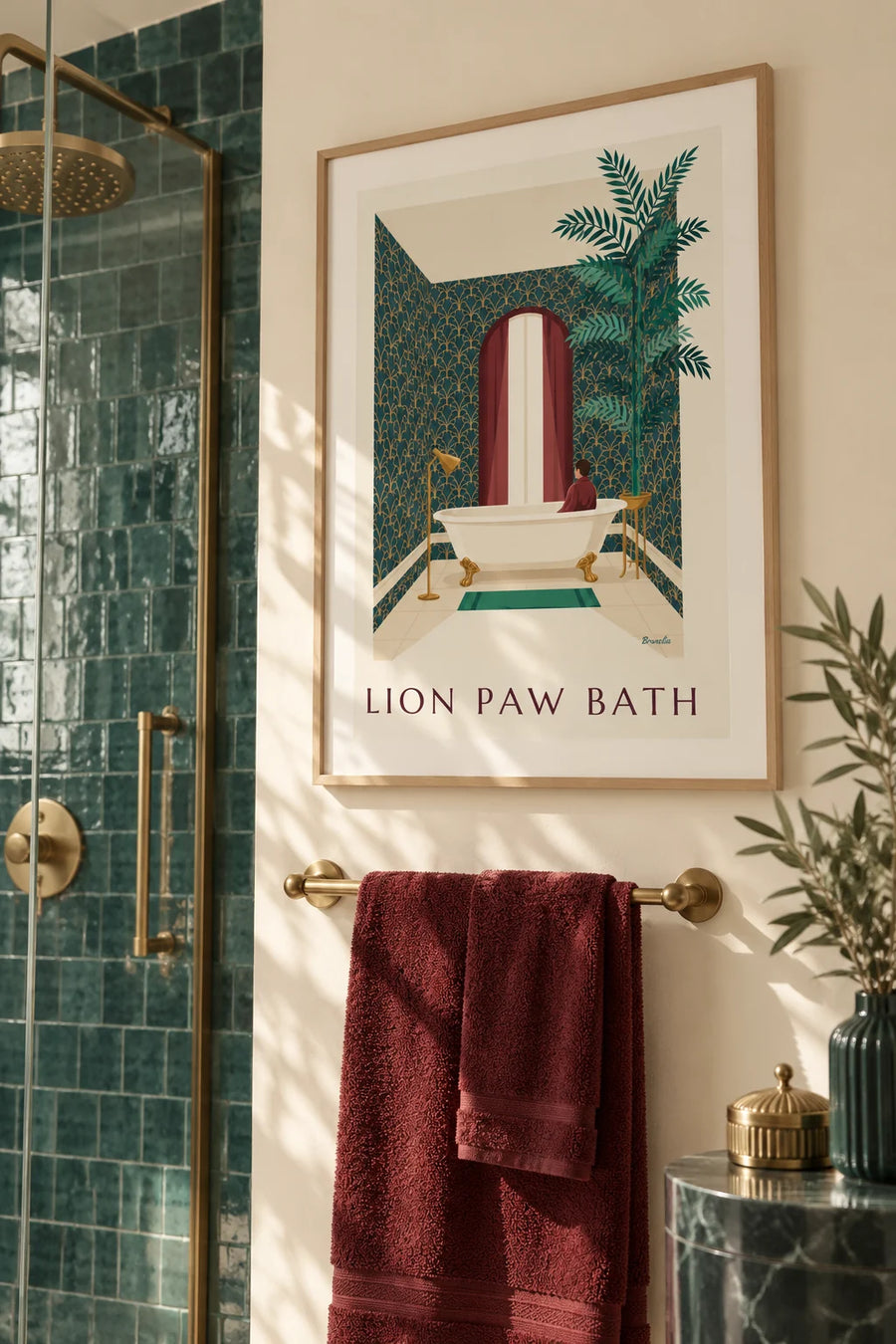 Affiche baignoire victorienne à pattes de lion : encadrée au mur