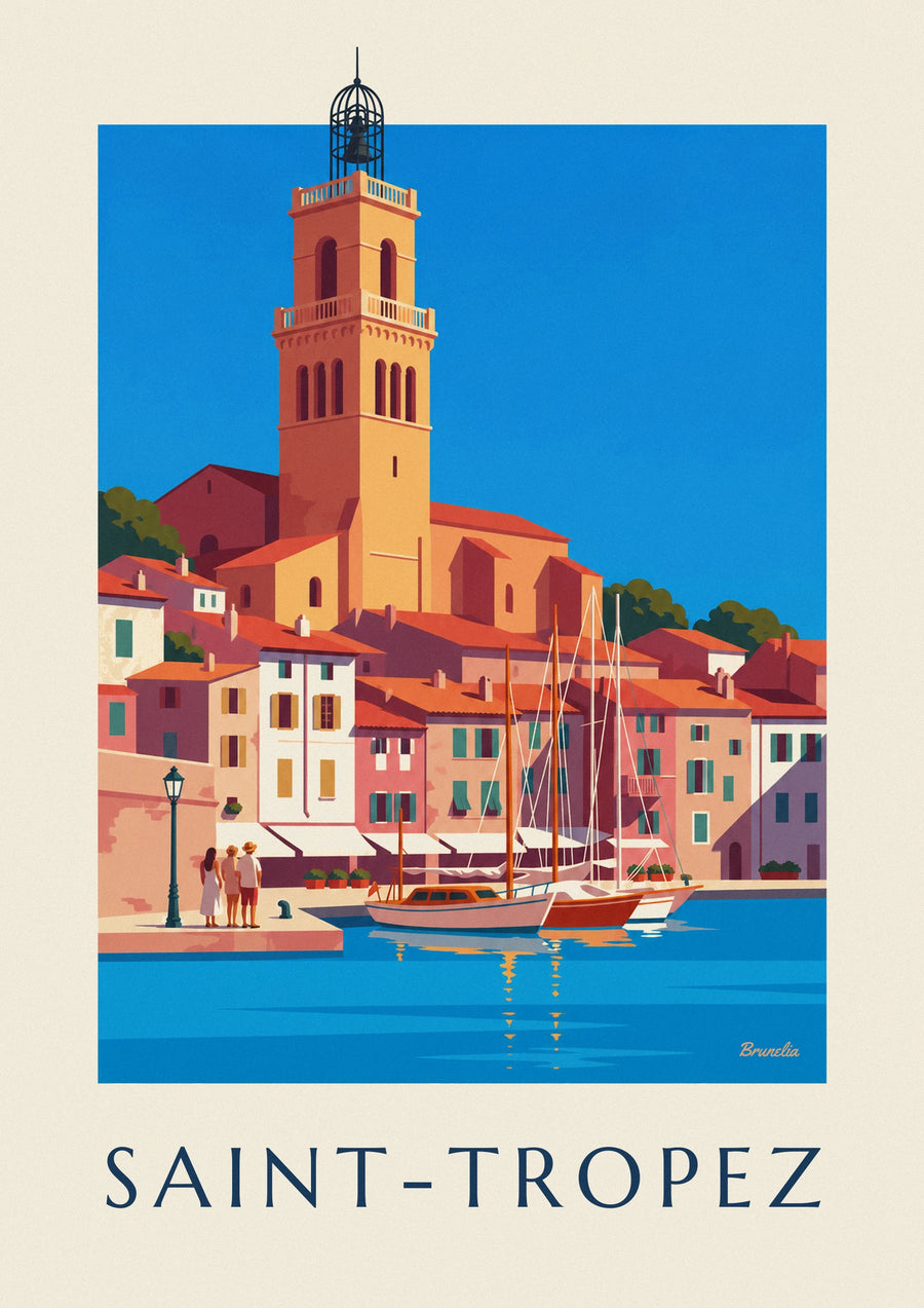 Poster Segelboote im alten Hafen von Saint-Tropez