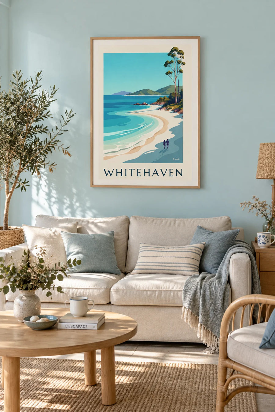 Poster of Whitehaven Beach in the Whitsundays, Australia: framed on the wall
