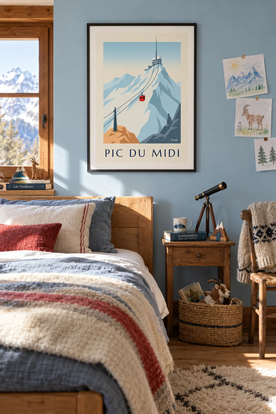 Pic du Midi de Bigorre cable car poster: framed on the wall