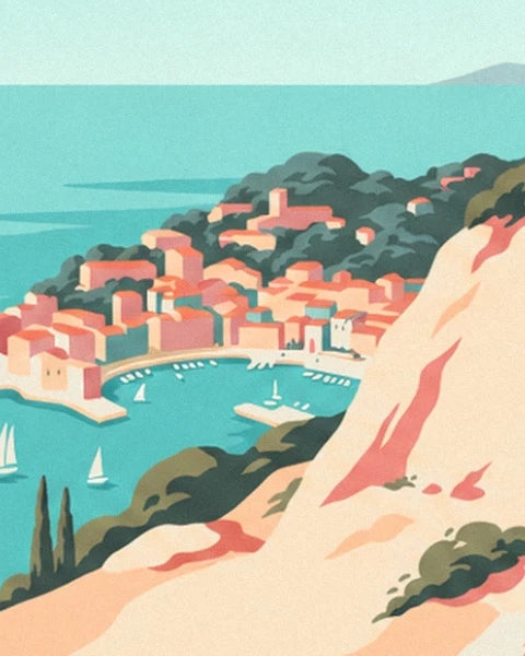 The harbour of Cassis, its sailing boats and houses with orange roofs at the foot of the cliffs