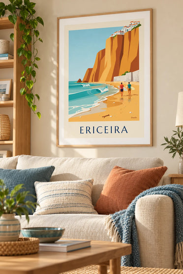 Poster Surfer am Fuß der Klippen von Ericeira : gerahmt an der Wand