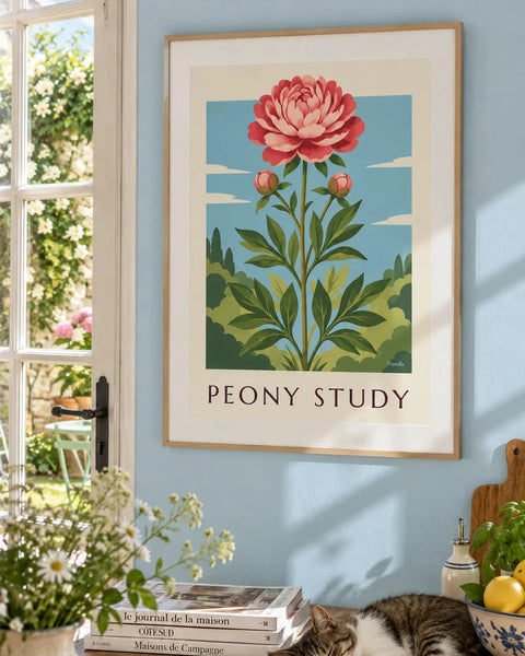 Flower posters: collection poster framed in a home interior