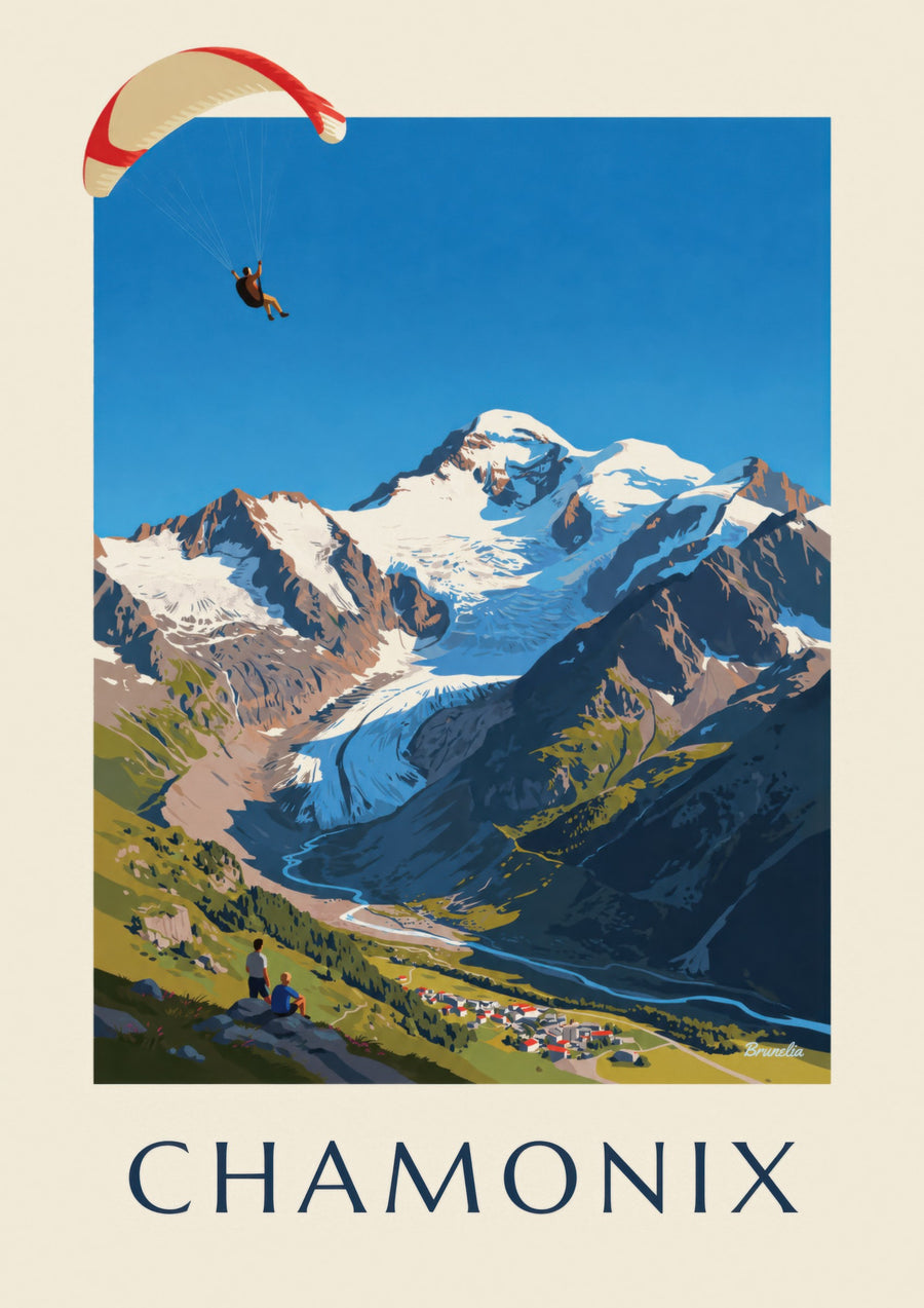 Poster Gleitschirmfliegen in Chamonix und Mont Blanc