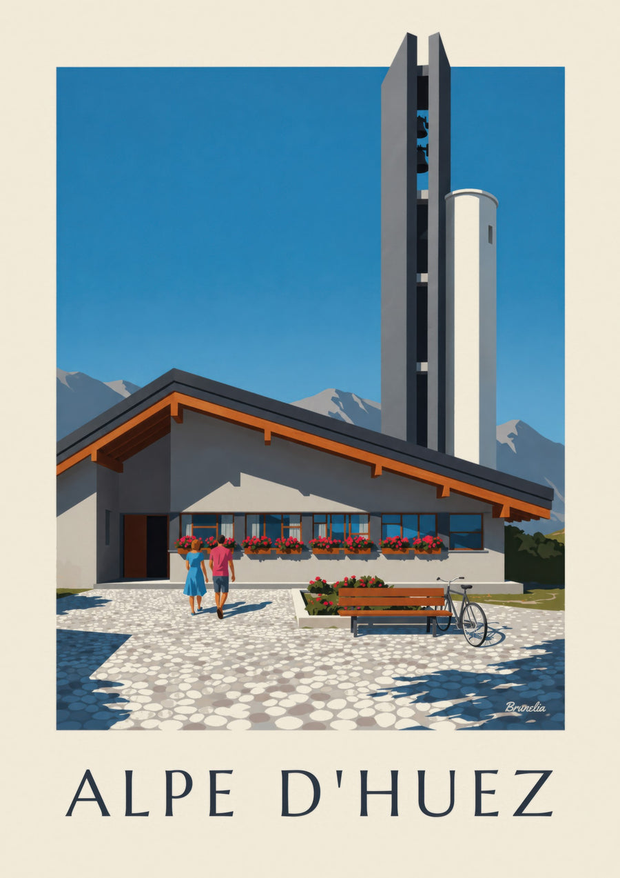 Poster Kirche Notre-Dame-des-Neiges in Alpe d'Huez