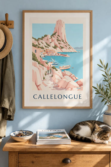 Poster Callelongue, kleiner Hafen in den Calanques : gerahmt an der Wand