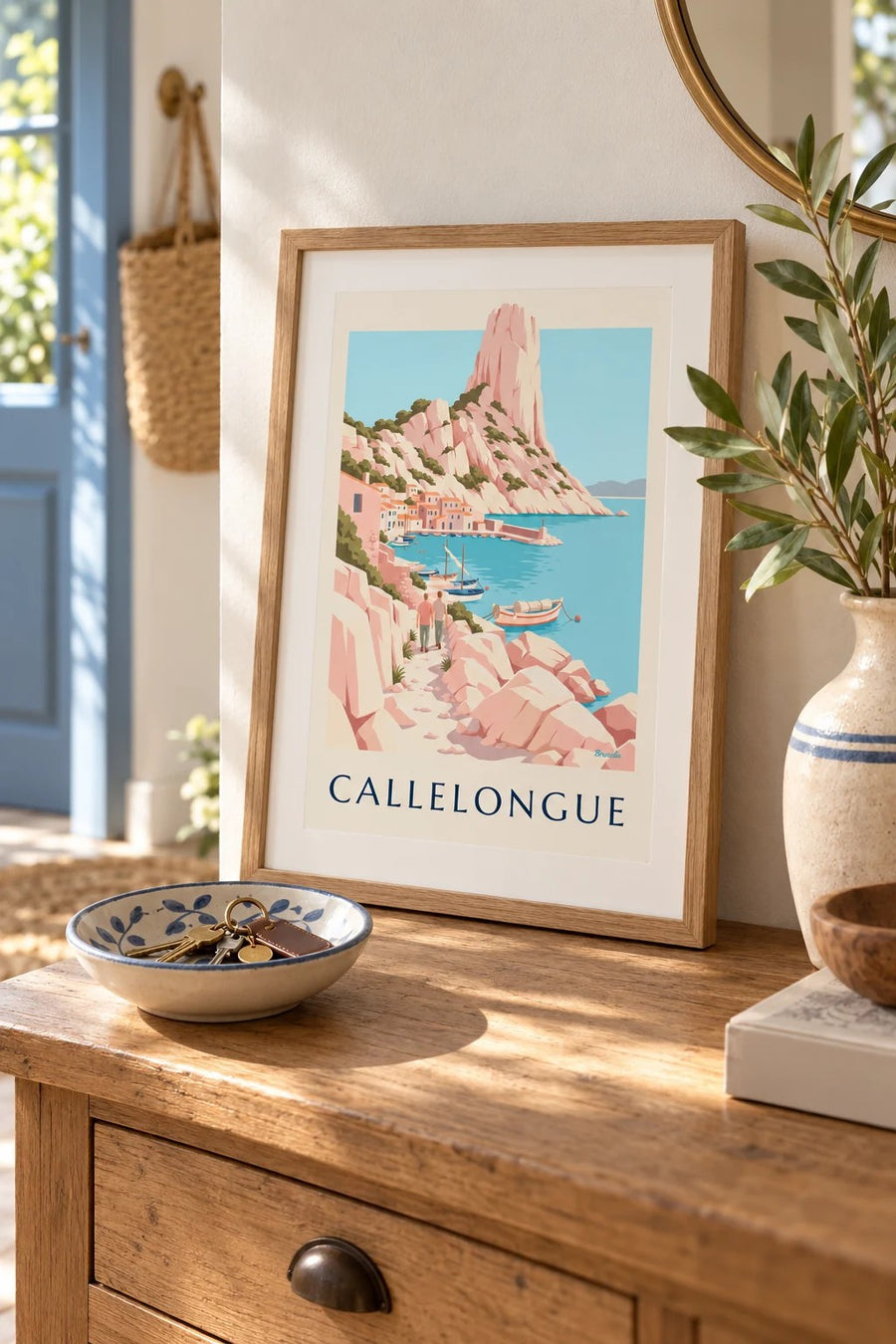 Affiche Callelongue, petit port des calanques : petit format A4 encadré