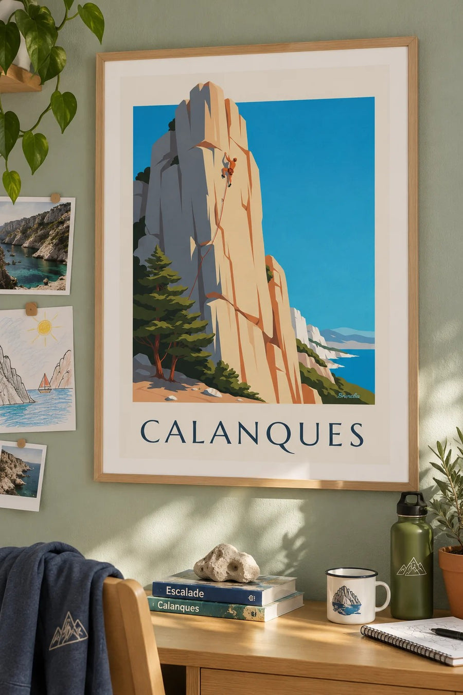 Kletterposter für die Calanques bei Marseille | Brunelia : gerahmt an der Wand