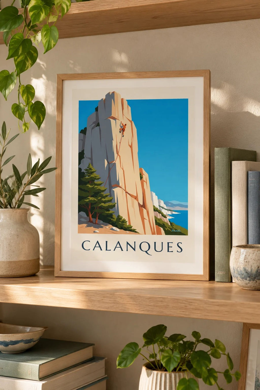 Kletterposter für die Calanques bei Marseille | Brunelia : kleines A4-Format, gerahmt