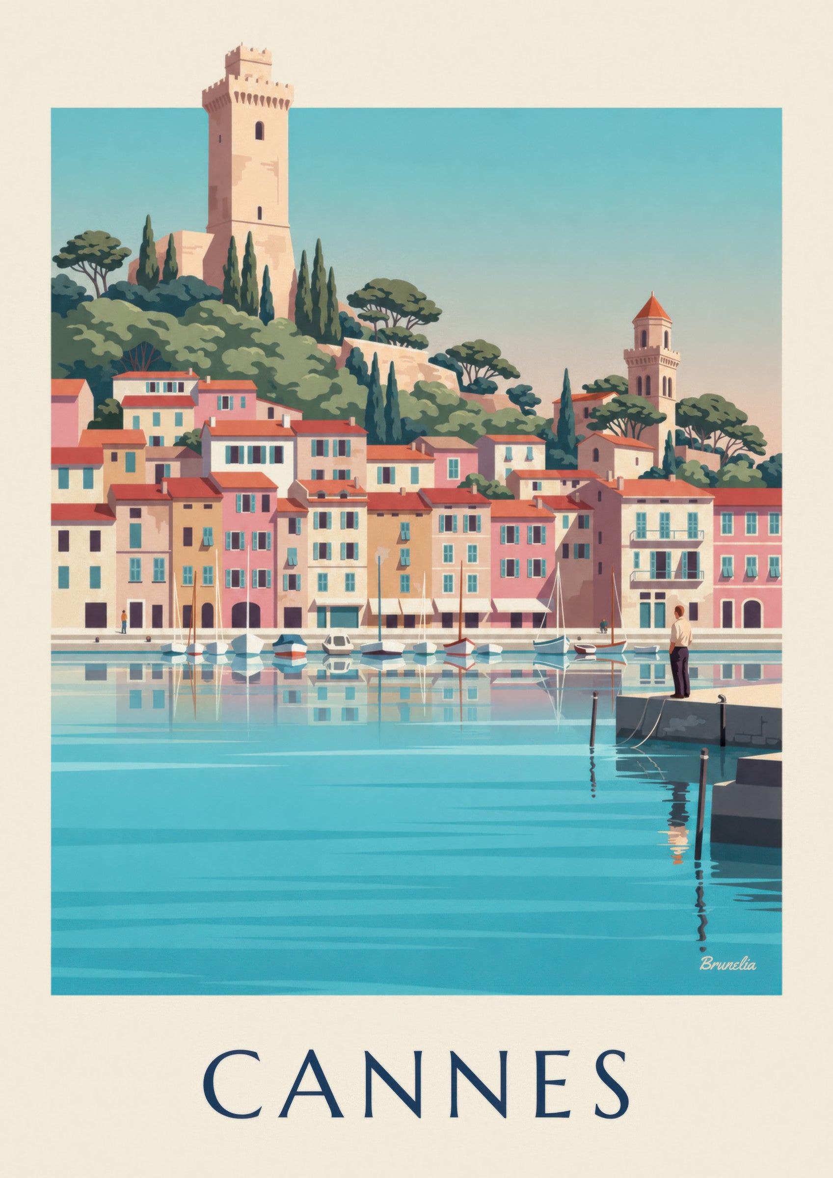Affiche Vieux-Port de Cannes et Le Suquet: Detail in Nahaufnahme