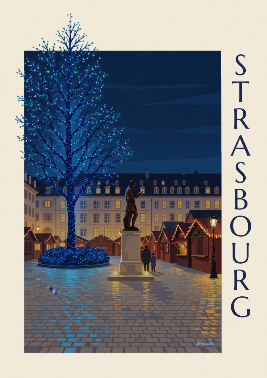Affiche Noël à Strasbourg, place Gutenberg : l'affiche entière