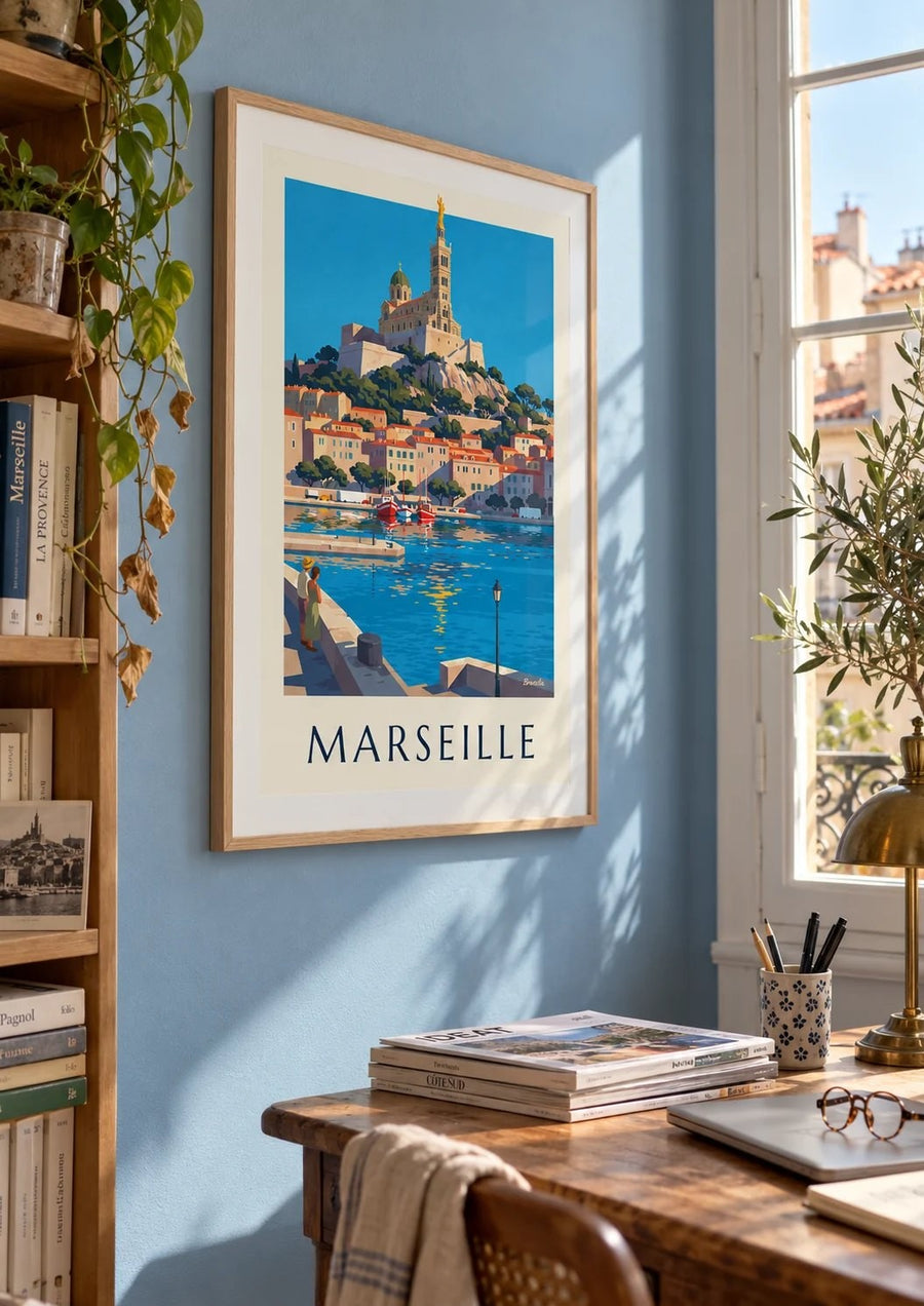 Affiche Notre-Dame-de-la-Garde à Marseille : encadrée au mur