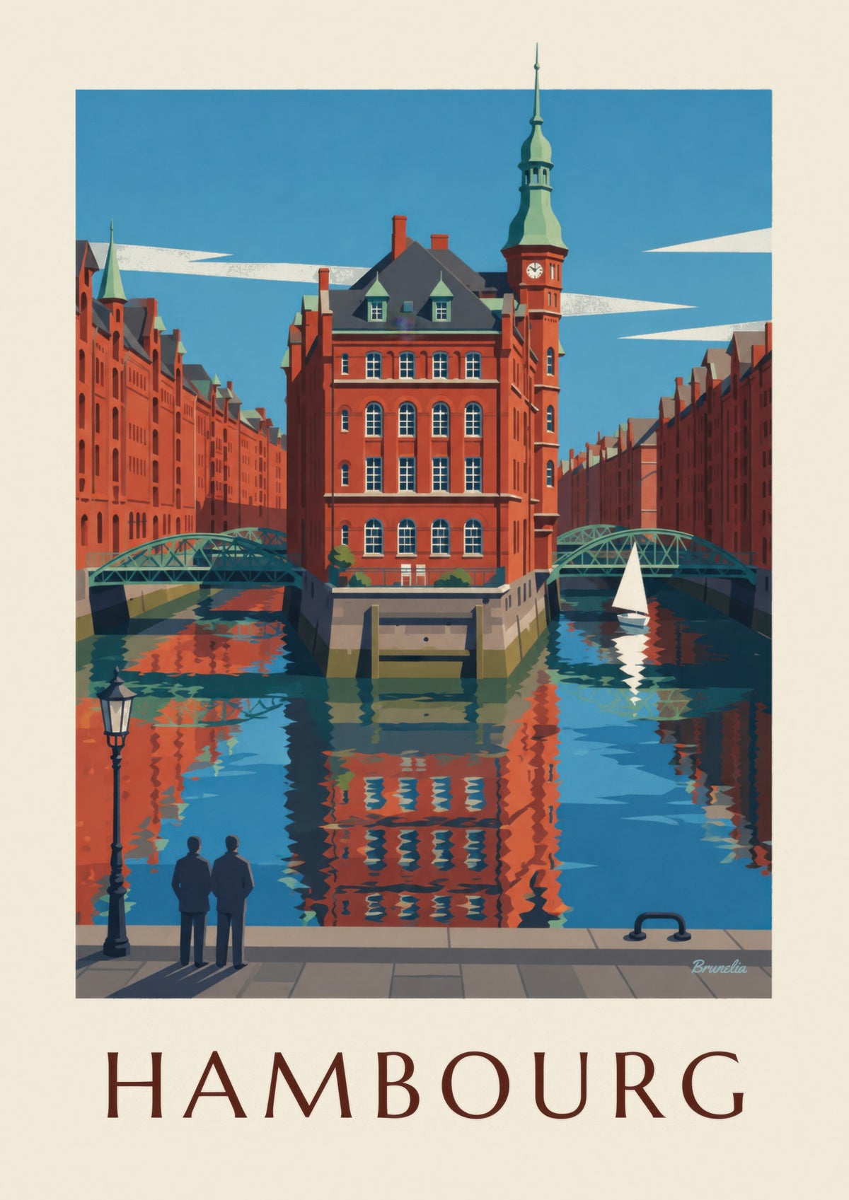 Affiche Speicherstadt de Hambourg, le Wasserschloss