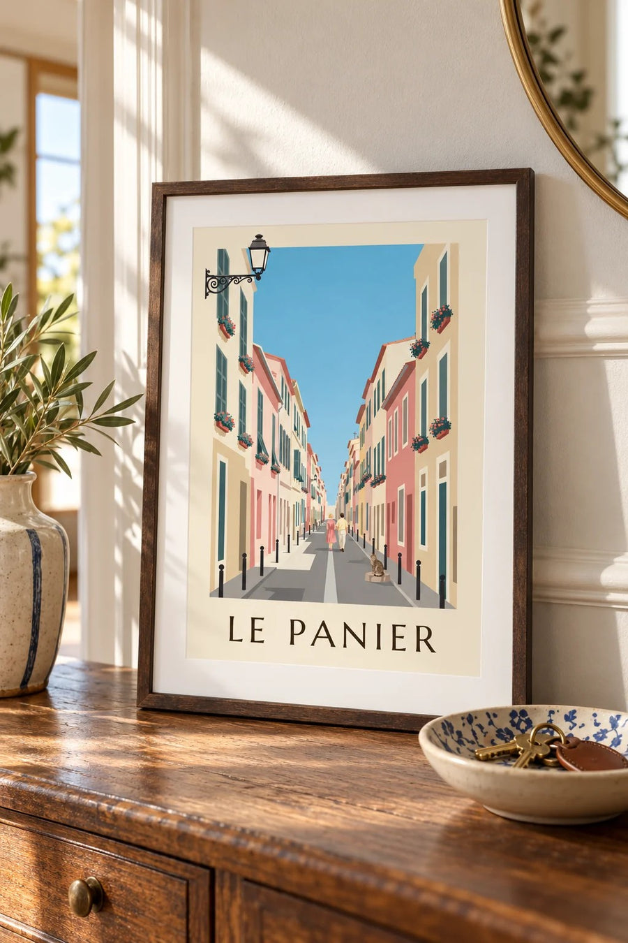 Affiche rue du Petit-Puits au Panier à Marseille : petit format A4 encadré