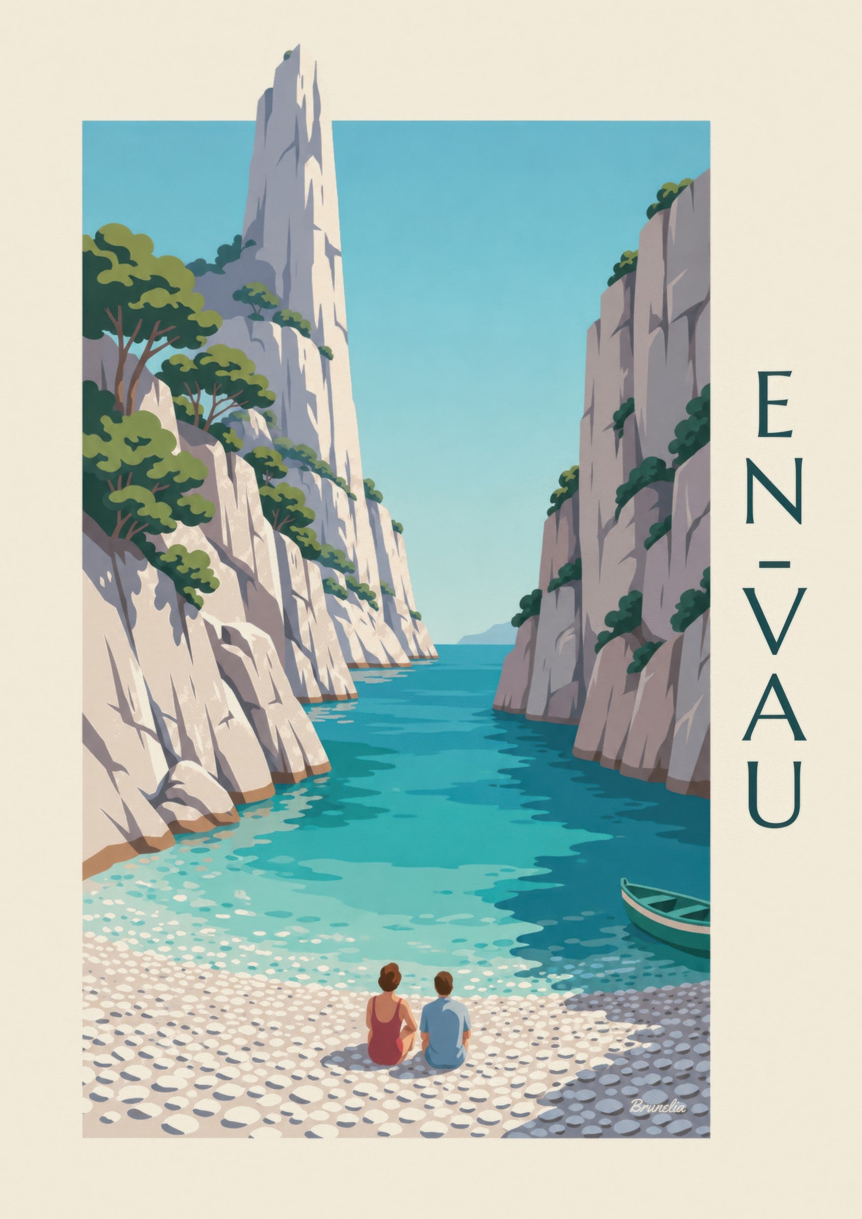 Affiche calanque d’En-Vau et aiguille de roche: Detail in Nahaufnahme