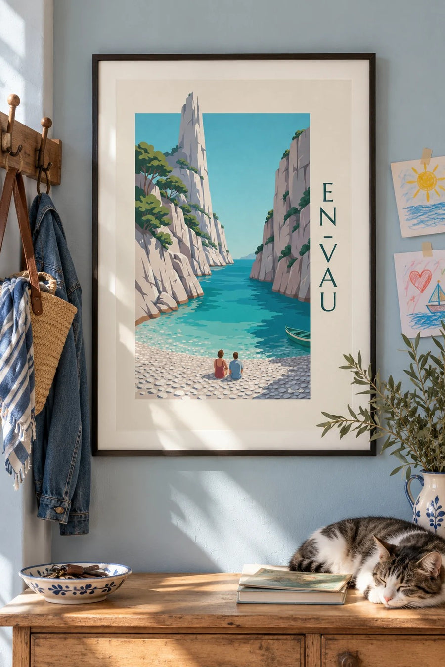 Affiche calanque d’En-Vau et aiguille de roche : encadrée au mur