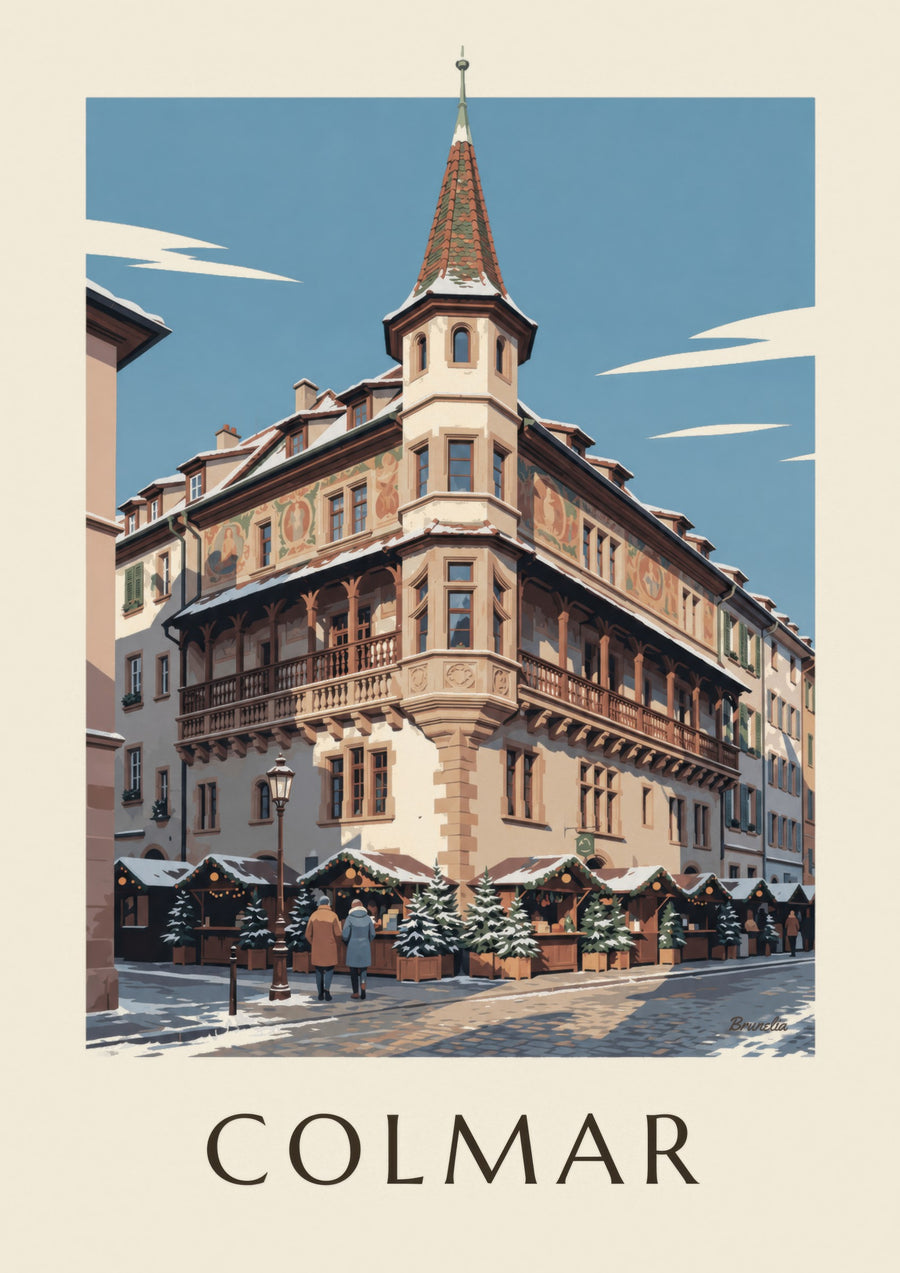 Poster Maison Pfister in Colmar zur Weihnachtszeit
